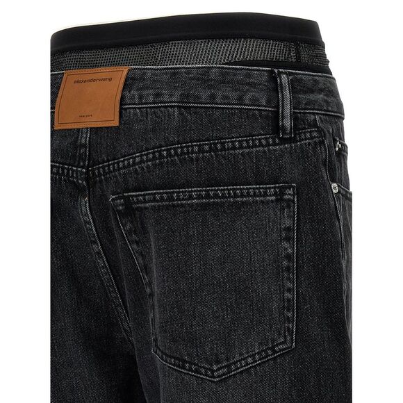 Denim X Alexander Wang Women 'Slit Hem Prestyle Hotfix Mesh Undie' Jeans